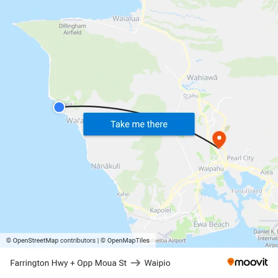 Farrington Hwy + Opp Moua St to Waipio map