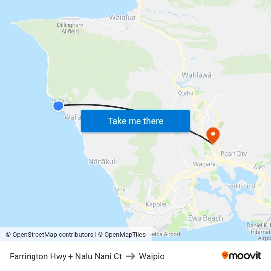 Farrington Hwy + Nalu Nani Ct to Waipio map