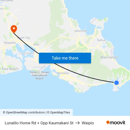 Lunalilo Home Rd + Opp Kaumakani St to Waipio map