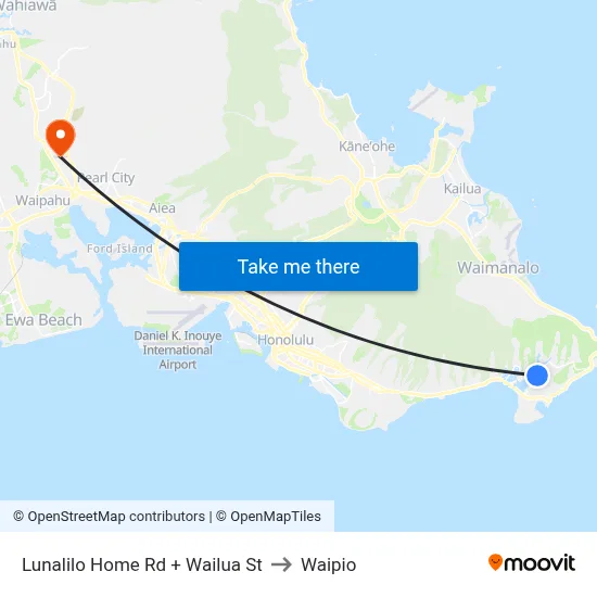 Lunalilo Home Rd + Wailua St to Waipio map