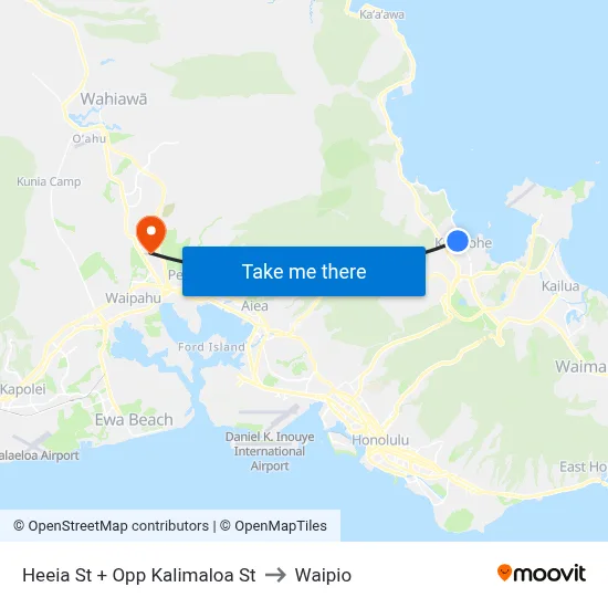 Heeia St + Opp Kalimaloa St to Waipio map
