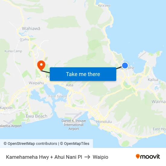 Kamehameha Hwy + Ahui Nani Pl to Waipio map