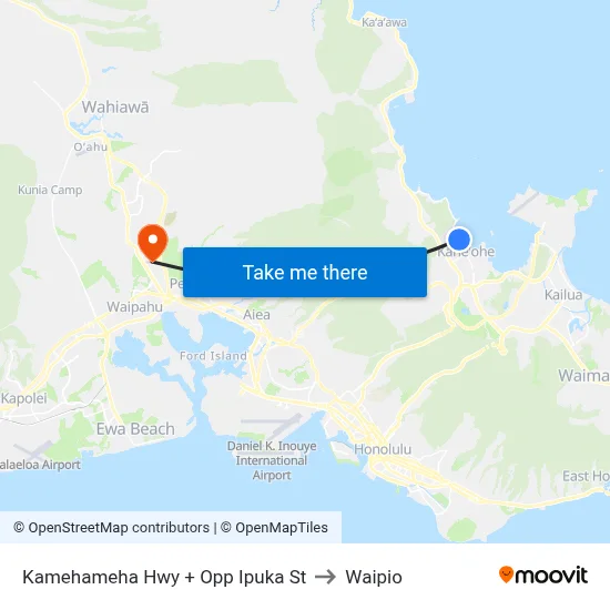 Kamehameha Hwy + Opp Ipuka St to Waipio map