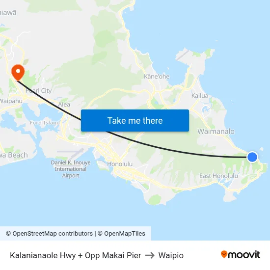Kalanianaole Hwy + Opp Makai Pier to Waipio map