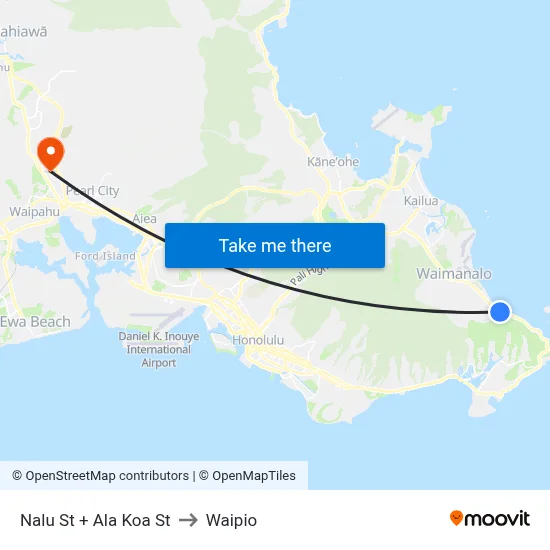 Nalu St + Ala Koa St to Waipio map