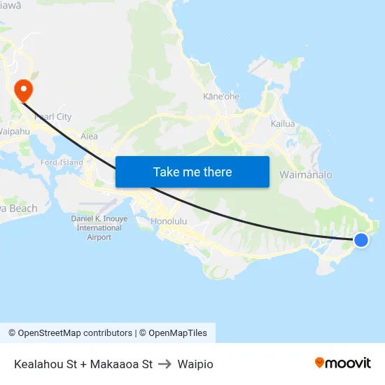 Kealahou St + Makaaoa St to Waipio map