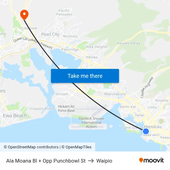 Ala Moana Bl + Opp Punchbowl St to Waipio map