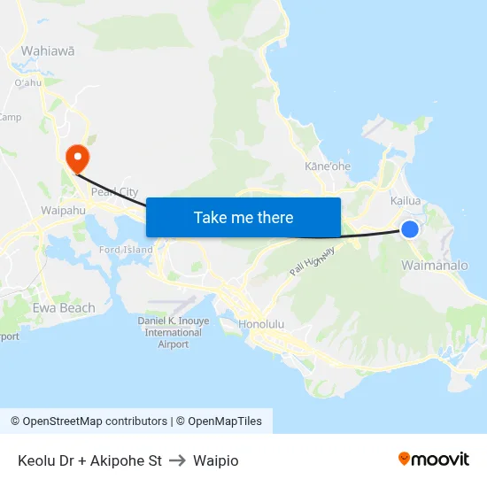 Keolu Dr + Akipohe St to Waipio map