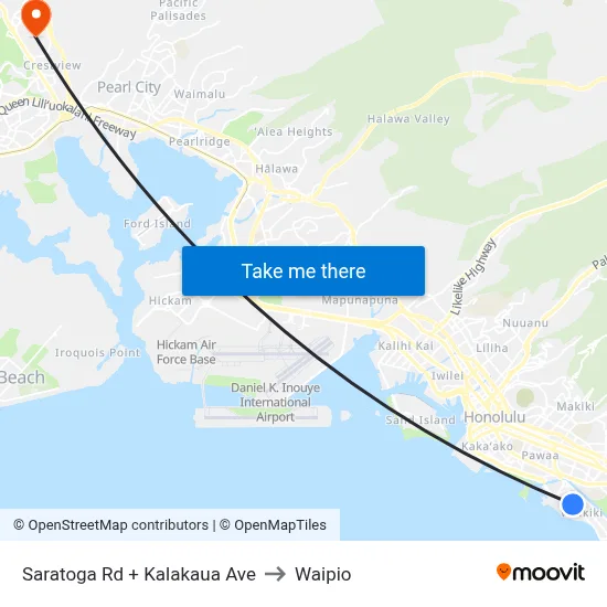 Saratoga Rd + Kalakaua Ave to Waipio map