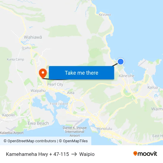 Kamehameha Hwy + 47-115 to Waipio map