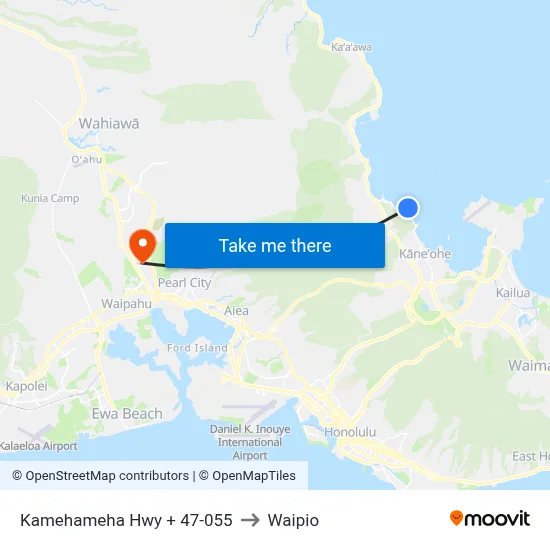 Kamehameha Hwy + 47-055 to Waipio map