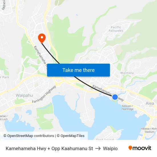 Kamehameha Hwy + Opp Kaahumanu St to Waipio map