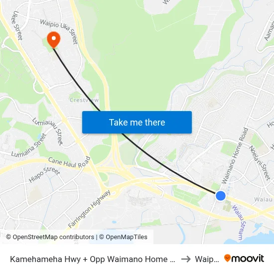 Kamehameha Hwy + Opp Waimano Home Rd to Waipio map