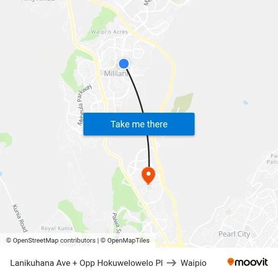 Lanikuhana Ave + Opp Hokuwelowelo Pl to Waipio map