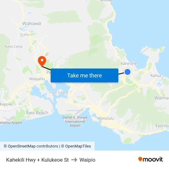 Kahekili Hwy + Kulukeoe St to Waipio map