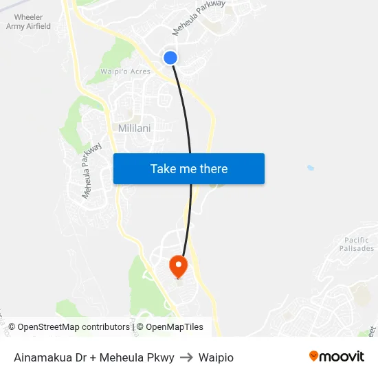 Ainamakua Dr + Meheula Pkwy to Waipio map
