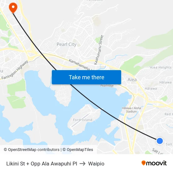 Likini St + Opp Ala Awapuhi Pl to Waipio map