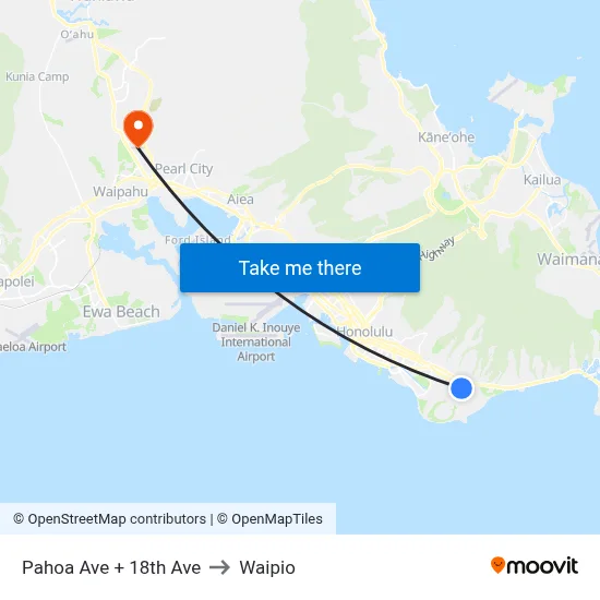 Pahoa Ave + 18th Ave to Waipio map