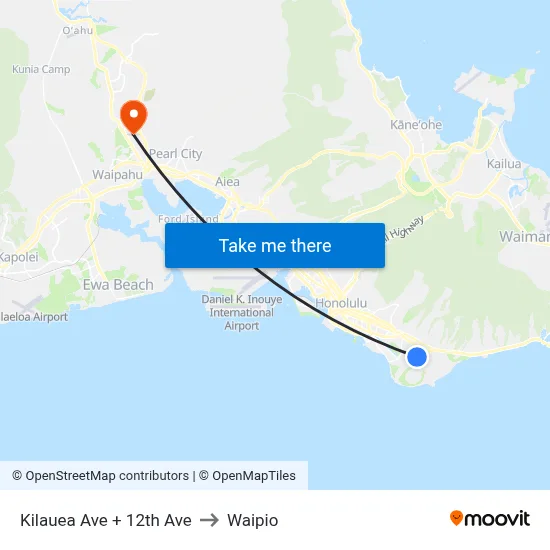 Kilauea Ave + 12th Ave to Waipio map