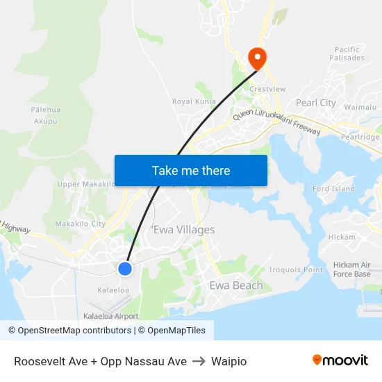 Roosevelt Ave + Opp Nassau Ave to Waipio map