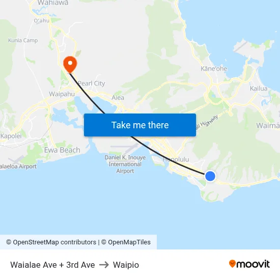 Waialae Ave + 3rd Ave to Waipio map