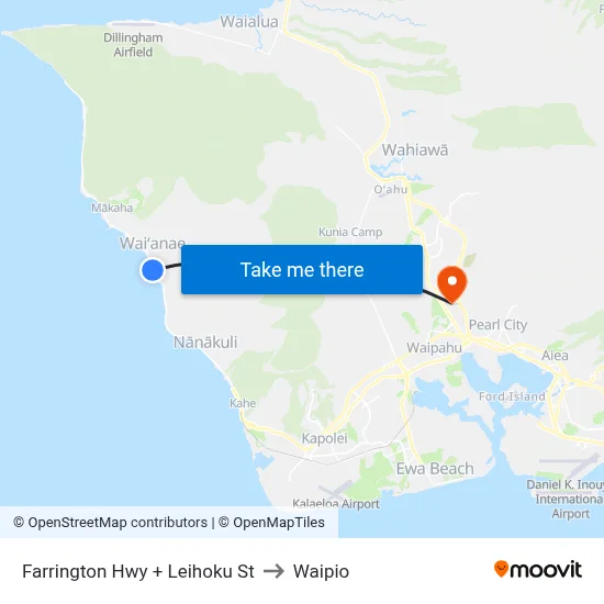 Farrington Hwy + Leihoku St to Waipio map