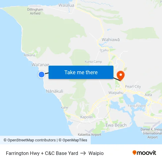Farrington Hwy + C&C Base Yard to Waipio map