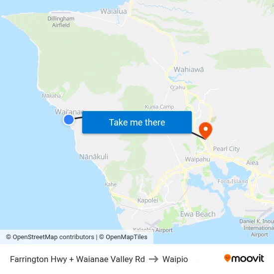 Farrington Hwy + Waianae Valley Rd to Waipio map