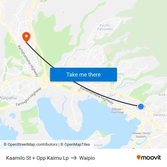 Kaamilo St + Opp Kaimu Lp to Waipio map