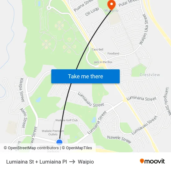 Lumiaina St + Lumiaina Pl to Waipio map