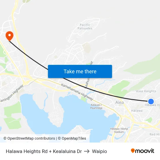 Halawa Heights Rd + Kealaluina Dr to Waipio map