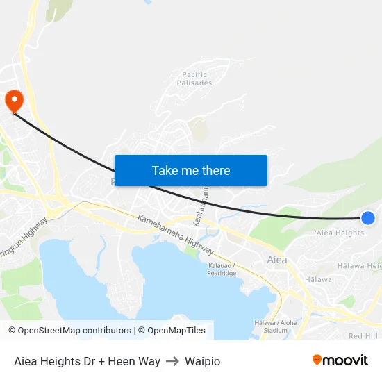 Aiea Heights Dr + Heen Way to Waipio map