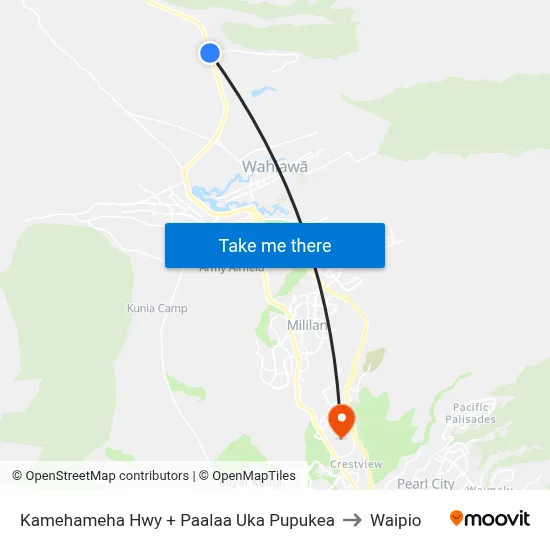Kamehameha Hwy + Paalaa Uka Pupukea to Waipio map