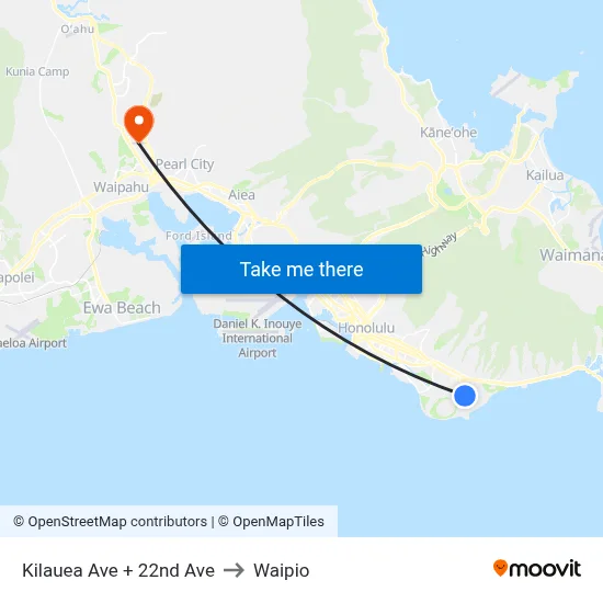 Kilauea Ave + 22nd Ave to Waipio map