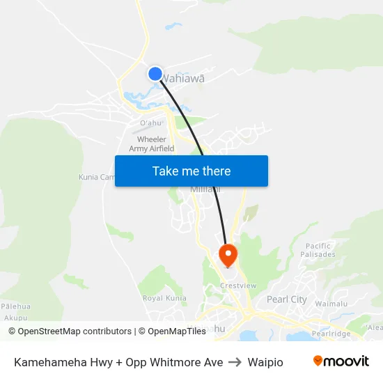 Kamehameha Hwy + Opp Whitmore Ave to Waipio map
