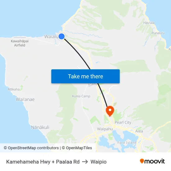 Kamehameha Hwy + Paalaa Rd to Waipio map
