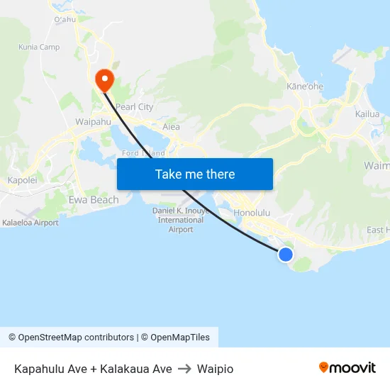 Kapahulu Ave + Kalakaua Ave to Waipio map
