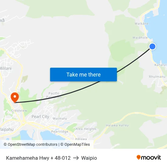 Kamehameha Hwy + 48-012 to Waipio map