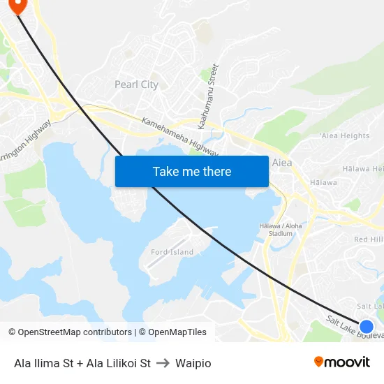 Ala Ilima St + Ala Lilikoi St to Waipio map