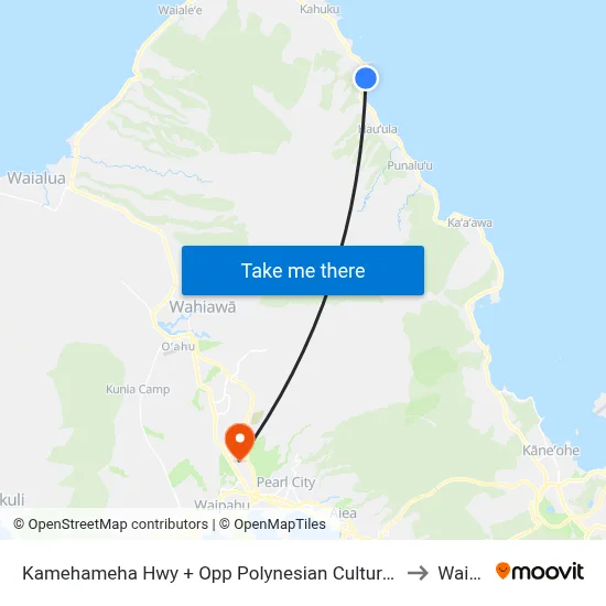 Kamehameha Hwy + Opp Polynesian Cultural Center to Waipio map