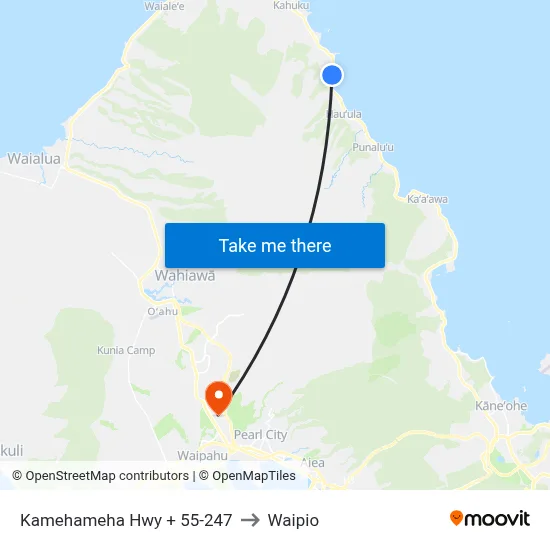 Kamehameha Hwy + 55-247 to Waipio map