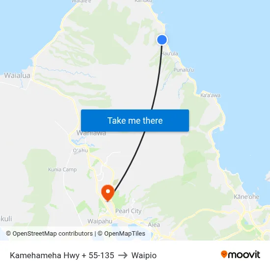 Kamehameha Hwy + 55-135 to Waipio map