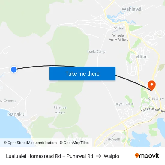Lualualei Homestead Rd + Puhawai Rd to Waipio map