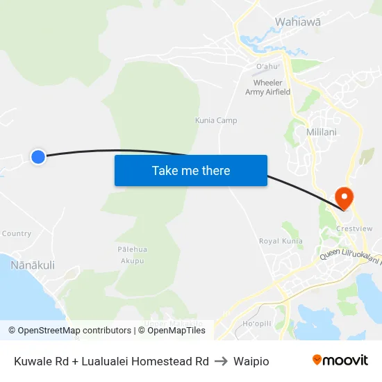 Kuwale Rd + Lualualei Homestead Rd to Waipio map