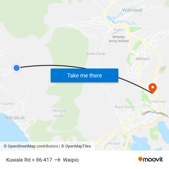 Kuwale Rd + 86-417 to Waipio map