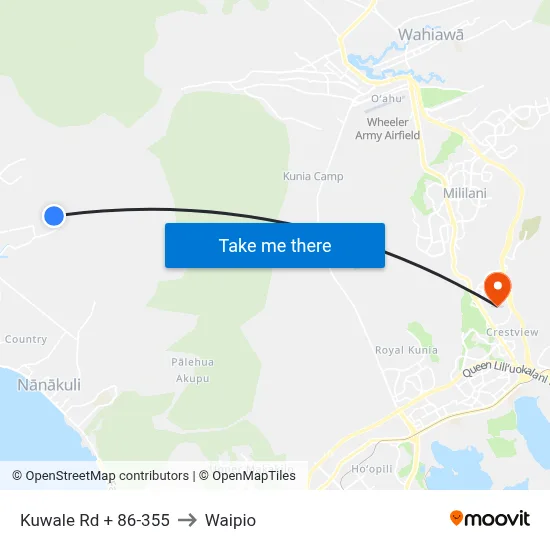 Kuwale Rd + 86-355 to Waipio map