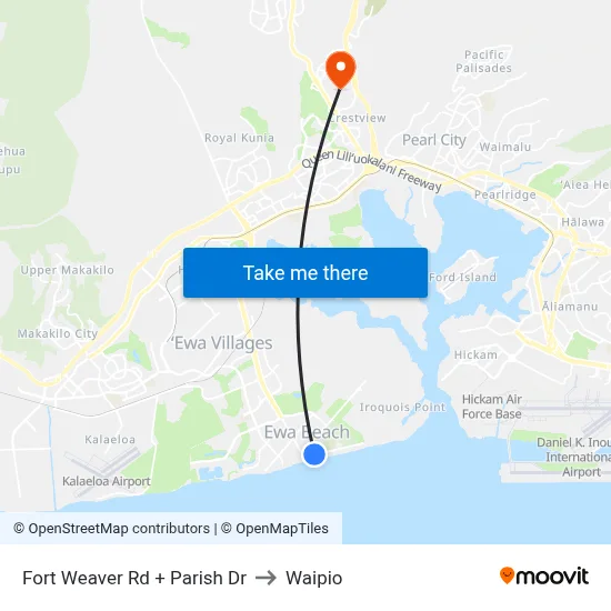 Fort Weaver Rd + Parish Dr to Waipio map