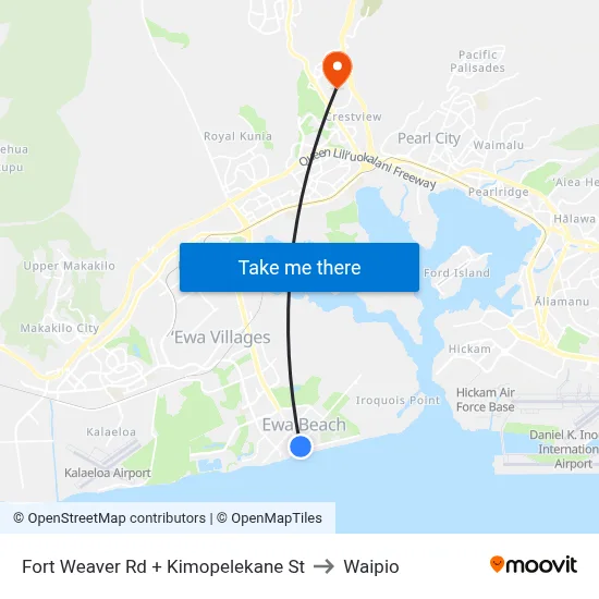 Fort Weaver Rd + Kimopelekane St to Waipio map