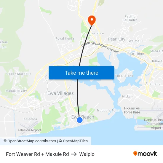 Fort Weaver Rd + Makule Rd to Waipio map