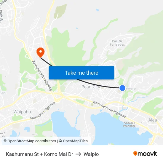 Kaahumanu St + Komo Mai Dr to Waipio map